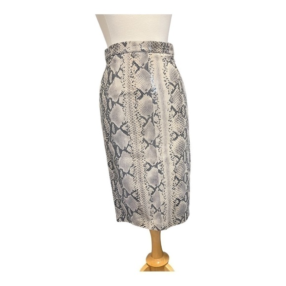 Helen Yarmak genuine vera pelle leather snakeskin print skirt, size 8 - Picture 3 of 14